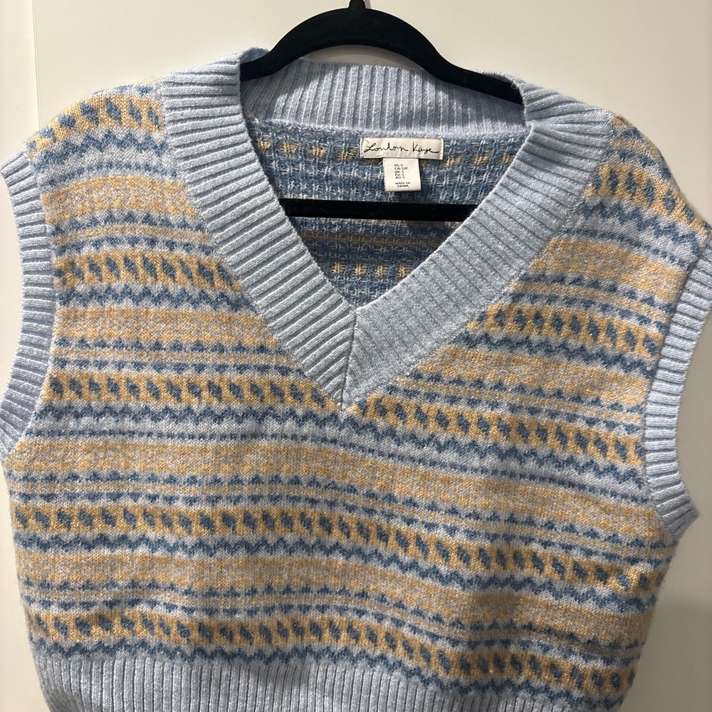 Blue and Yellow V-Neck Sweater Vest